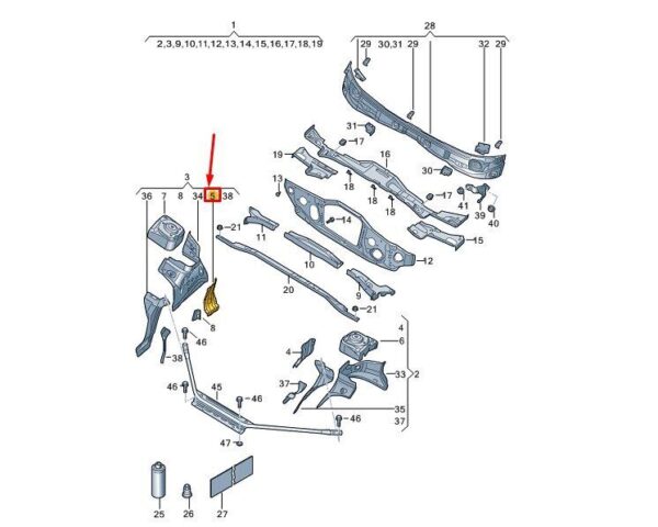1EA805078A - VW ID.5 E39 right wing reinforcement 1EA805078A NEW GENUINE