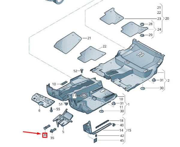 1H0937083 - NEW VW TOUAREG 7P MK2 LEFT UNDER DASH COVER HOLDER 1H0937083
