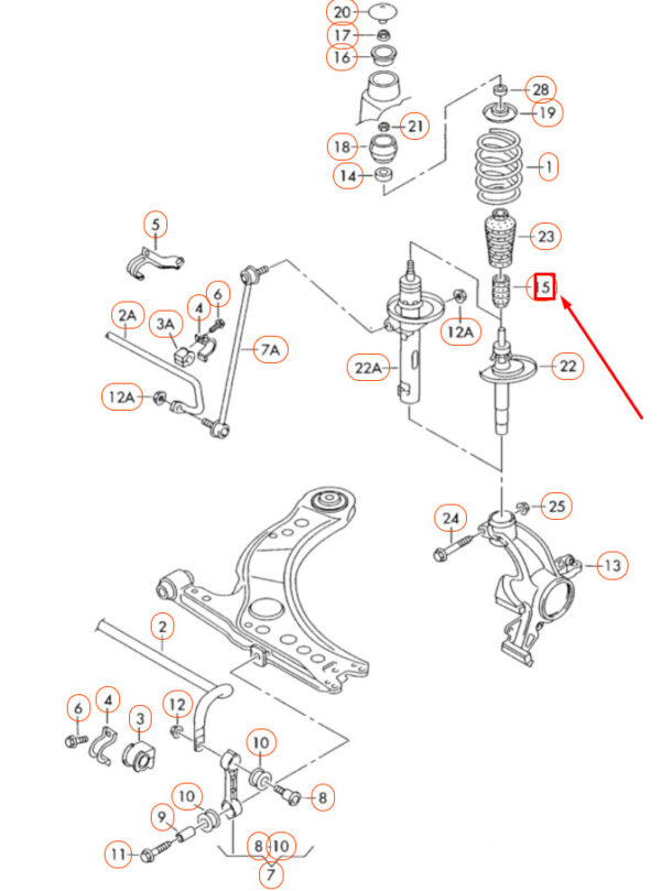 1J0412303 - VW NEW BEETLE 9C front axle shock absorber stop buffer 1J0412303 NEW ORIGINAL