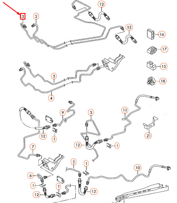 1J0614742AA - NEW VOLKSWAGEN BEETLE 9C REAR RIGHT BRAKE LINE 1J0614742AA