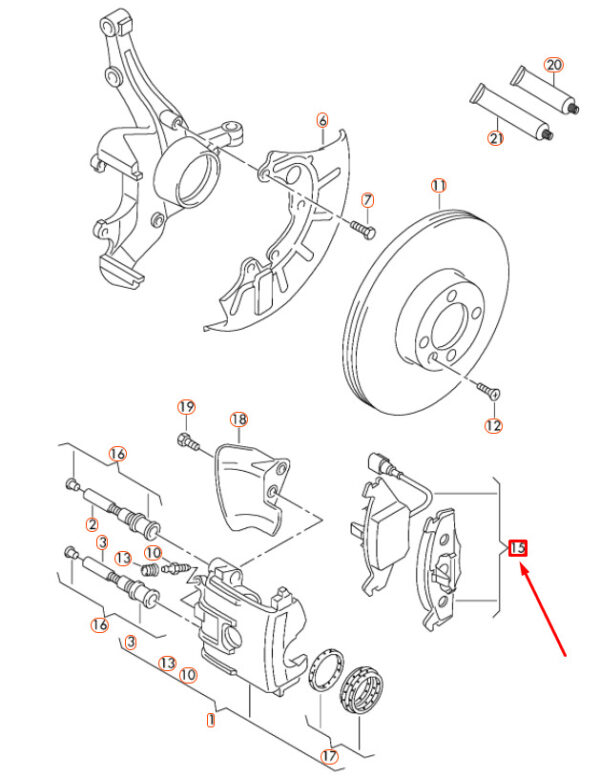 1J0698151D - NEW OEM VOLKSWAGEN POLO 9N MK4 FRONT WHEEL BRAKE PADS SET 1J0698151D GENUINE