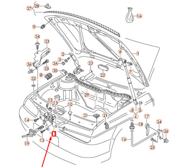 1J0823509E - NEW VOLKSWAGEN GOLF MK4 ENGINE HOOD BONNET LOCK LOWER PART 1J0823509E ORIGINAL