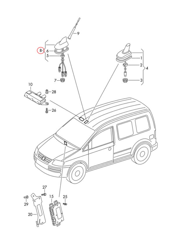 1K0035506 - New Genuine VW GOLF CADDY SCIROCCO Antenna GPS NAVI Shark SatNav 1K0035506 OEM