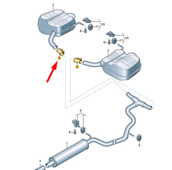 1K0253141R - NEW VOLKSWAGEN ARTEON 3H7 EXHAUST SYSTEM DUAL CLIP 1K0253141R ORIGINAL