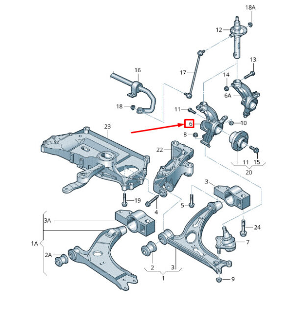1K0407255AC - VW EOS 1F Front Left Wheel Bearing Housing 1K0407255AC NEW GENUINE