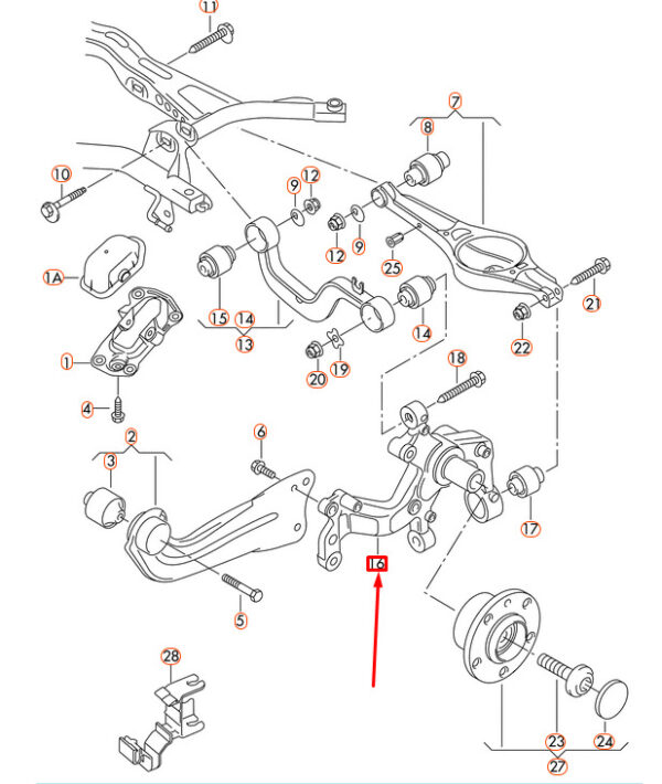1K0505435AE - VW Jetta A5 Rear Left Wheel Bearing Housing 1K0505435AE NEW GENUINE