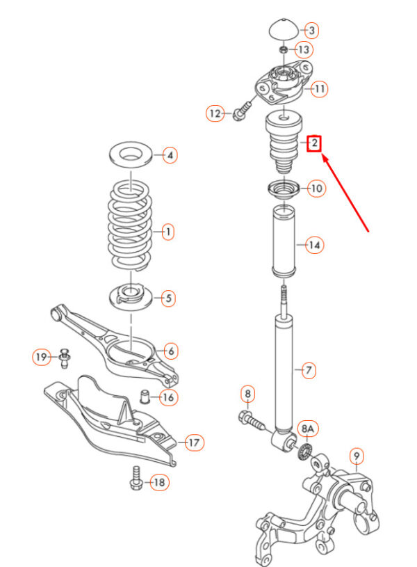 1K0511353P - VW Golf 5K MK6 shock absorber rear suspension stop buffer 1K0511353P new
