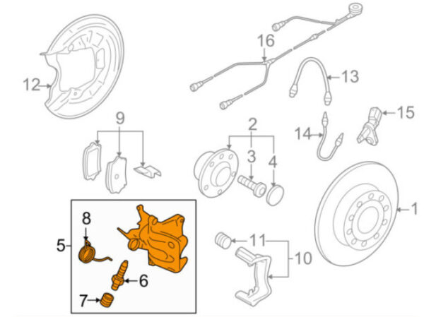1K0615423J - NEW VOLKSWAGEN JETTA MK6 REAR LEFT BRAKE CALIPER 1K0615423J OEM