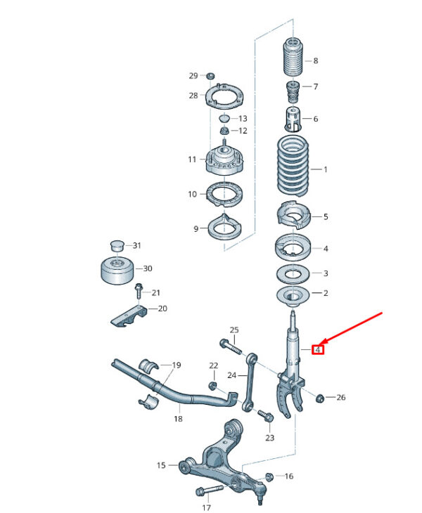 7P6413032AR - VW TOUAREG 7P MK2 gas shock absorber front right 7P6413032AR NEW original