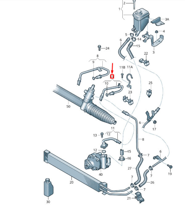 7P6422893R - New VW TOUAREG 7P MK2 Power Steering Expansion Hose LHD 7P6422893R