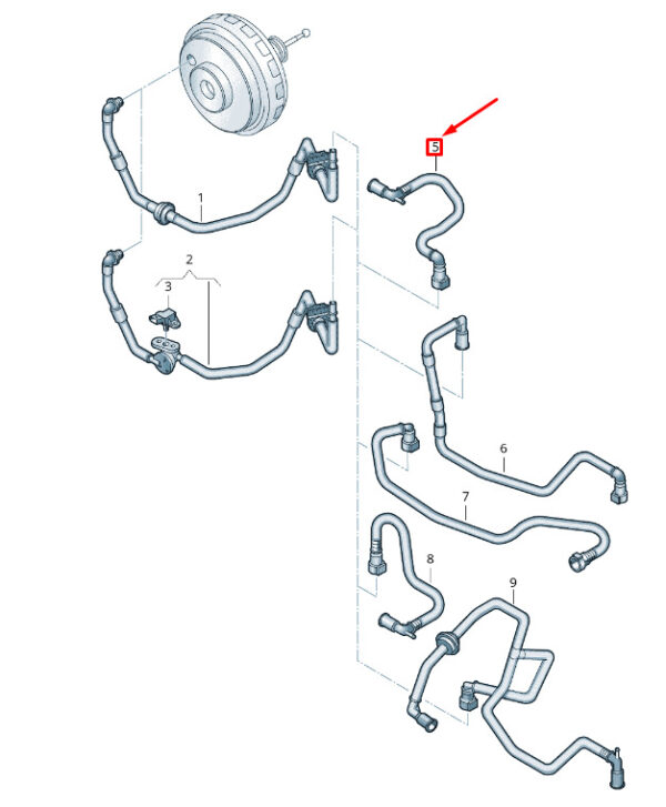 7P6611931AB - NEW VW TOUAREG 7P MK2 BRAKE SERVO VACUUM PIPE RHD 7P6611931AB