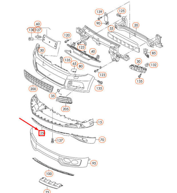 7P68071109B9 - OEM VOLKSWAGEN TOUAREG 7P FRONT BUMPER LOWER SPOILER 7P68071109B9 GENUINE