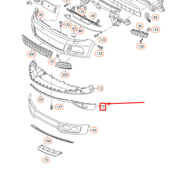 7P6807490BGRU - NEW VOLKSWAGEN TOUAREG 7P FRONT BUMPER RIGHT TRIM 7P6807490BGRU ORIGINAL