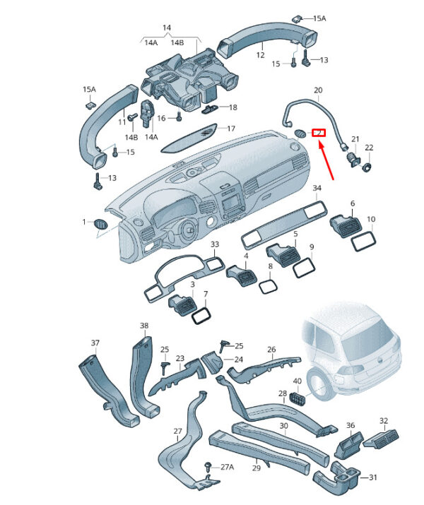 7P6819706JC6 - New VW TOUAREG 7P MK2 Right Upper Dash Defrost Air Vent 7P6819706JC6