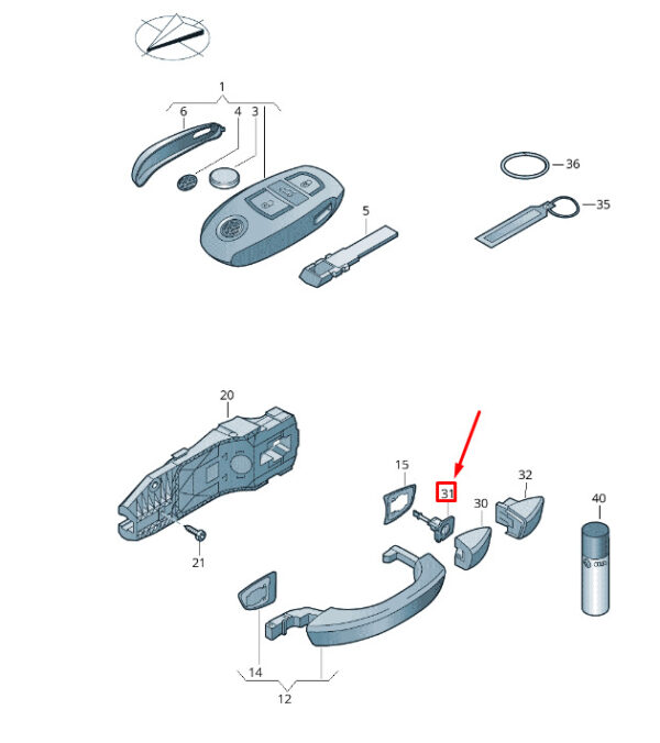 7P6837168BY - NEW VW TOUAREG 7P MK2 FRONT RIGHT HANDLE LOCK CYLINDER RHD 7P6837168BY ORIGINAL