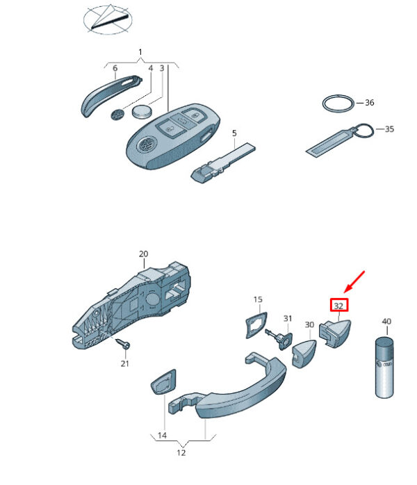 7P6839167AGRU - NEW VW TOUAREG 7P MK2 FRONT LEFT DOOR HANDLE COVER RHD 7P6839167AGRU