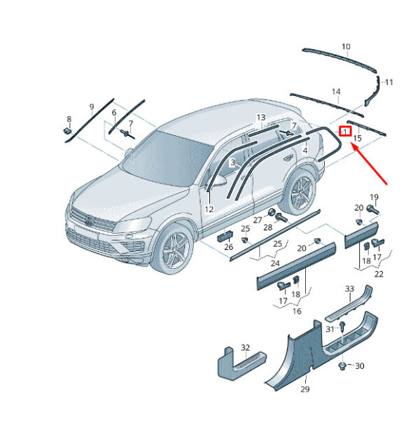 7P68539957Z7 - New VW TOUAREG 7P MK2 REAR LEFT WINDOW COVER FRAME 7P68539957Z7 GENUINE