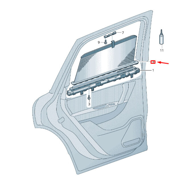 7P6861317C82V - NEW VW TOUAREG MK2 REAR LEFT DOOR WINDOW SUNLIGHT ROLLER 7P6861317C82V
