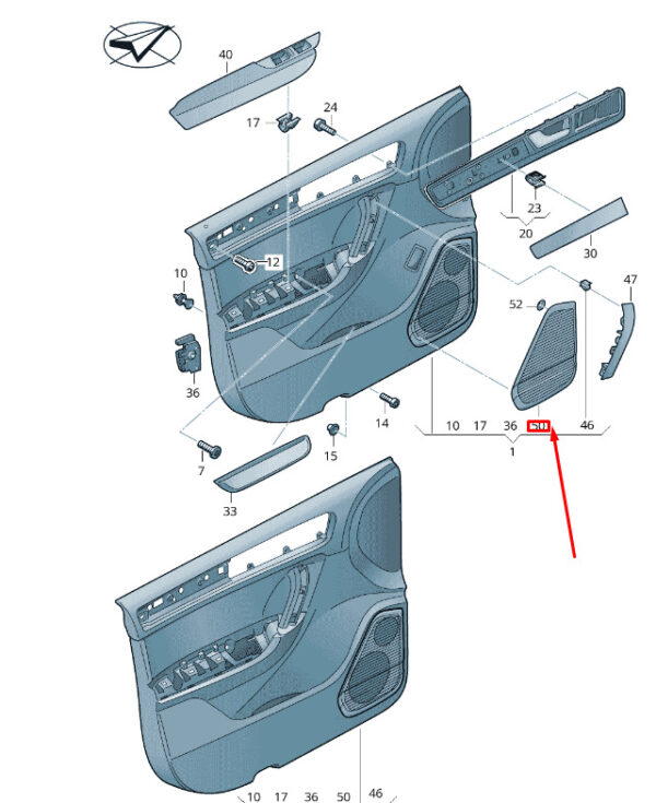7P686715095T - NEW VW TOUAREG 7P MK2 FRONT RIGHT DOOR LOUDSPEAKER COVER 7P686715095T