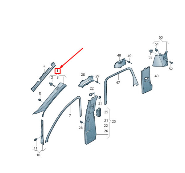 7P6867234TPB7 - NEW VW TOUAREG 7P MK2 UPPER RIGHT A PILLAR TRIM 7P6867234TPB7
