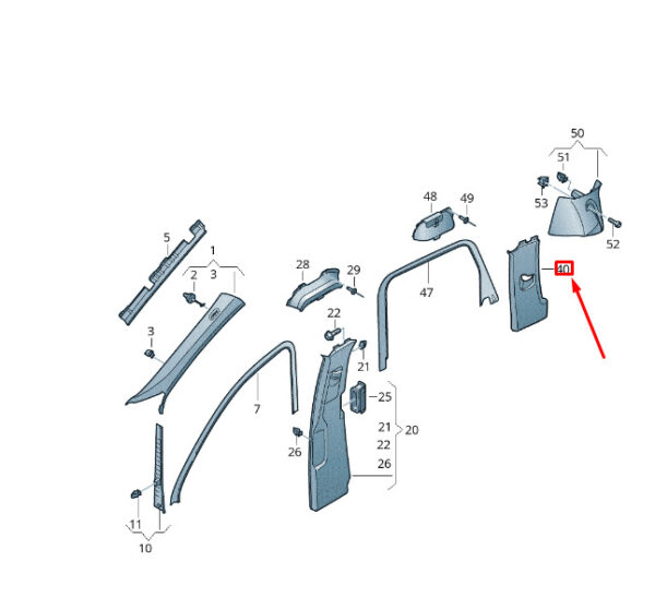 7P6867241GPB7 - NEW VW TOUAREG 7P MK2 UPPER LEFT C-PILLAR TRIM 7P6867241GPB7