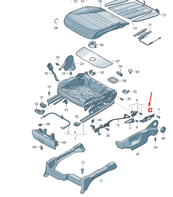 7P6881094B - NEW VW TOUAREG 7P FRONT RIGHT SEAT HIGH ADJUSTMENT LEVER 7P6881094B ORIGINAL