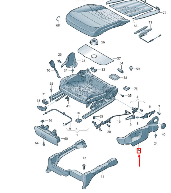 7P6881314B82V - NEW VW TOUAREG 7P MK2 FRONT RIGHT SEAT FRAME TRIM 7P6881314B82V