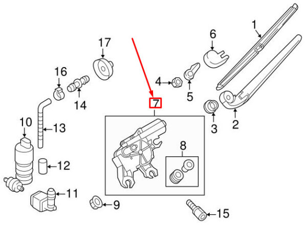 7P6955711B - NEW VOLKSWAGEN TOUAREG 7P MK2 REAR WINDOW WIPER ENGINE 7P6955711B ORIGINAL