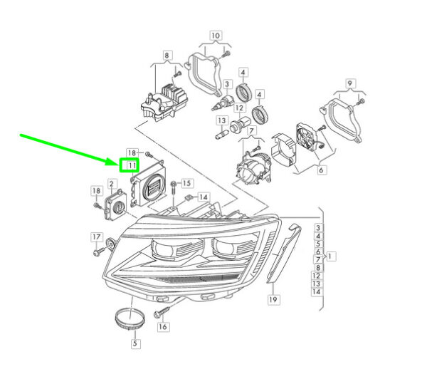 7PP941571ACZ06 - NEW VW PASSAT B8 3G MAIN HEADLIGHT POWER CONTROL UNIT 7PP941571ACZ06