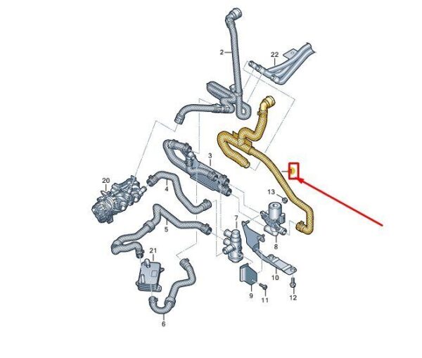 7T0122073BS - VW MULTIVAN T7 ST ENGINE COOLANT HOSE 7T0122073BS NEW GENUINE