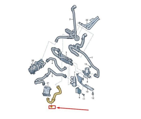 7T0122073DC - VW MULTIVAN T7 ST ENGINE COOLANT HOSE 7T0122073DC NEW GENUINE
