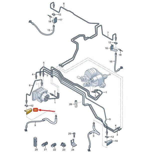 7T0611838A - VW MULTIVAN T7 ST FRONT RIGHT BRAKE HOSE HOLDER 7T0611838A NEW GENUINE