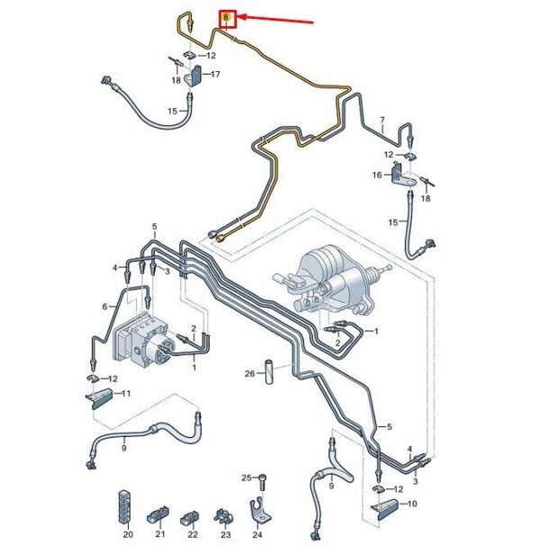 7T0614730C - VW MULTIVAN T7 ST REAR RIGHT BRAKE LINE 7T0614730C NEW GENUINE