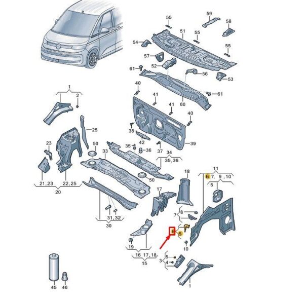 7T0804313 - VW MULTIVAN T7 ST FRONT LEFT BRACKET 7T0804313 NEW GENUINE