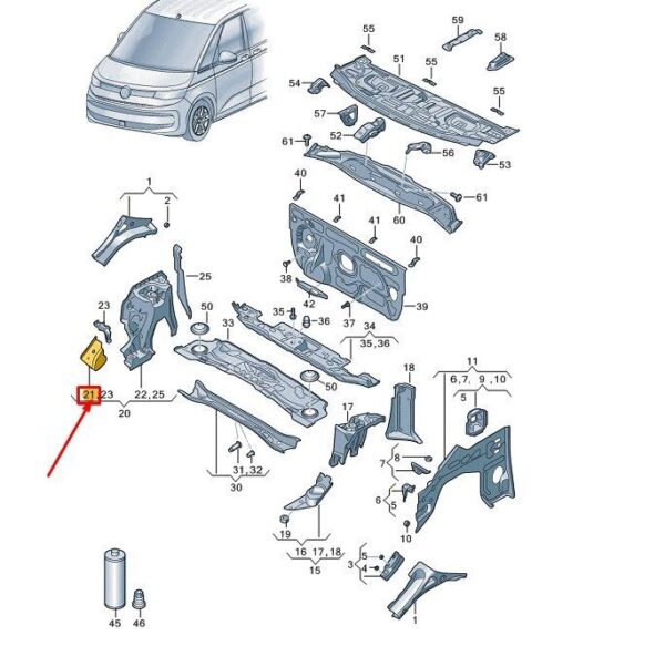 7T0805160 - VW MULTIVAN T7 ST FRONT RIGHT FRONT WHEEL ARCH 7T0805160 NEW GENUINE