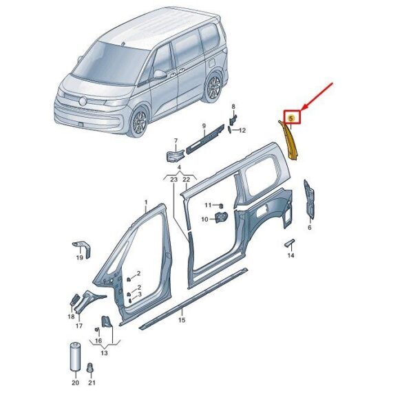 7T0809643 - VW MULTIVAN T7 ST sealing duct rear left 7T0809643 NEW GENUINE