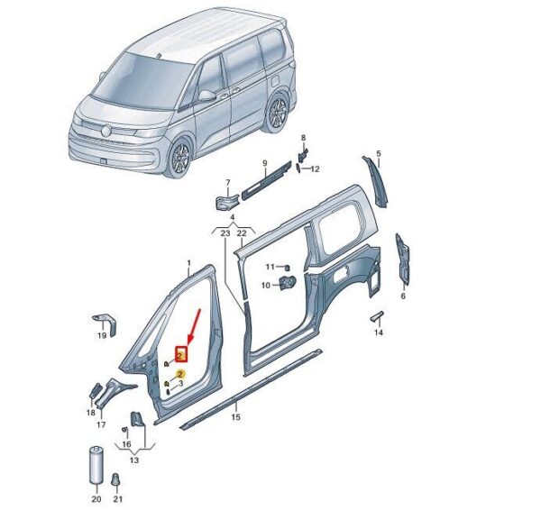 7T0810413 - VW MULTIVAN T7 ST Front Center Fender Bracket 7T0810413 NEW GENUINE
