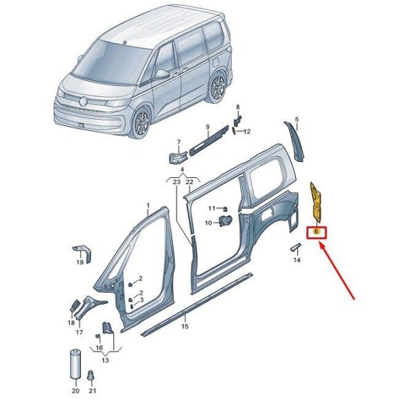 7T0813327 - VW MULTIVAN T7 ST REAR LEFT REAR LIGHT BRACKET 7T0813327 NEW GENUINE