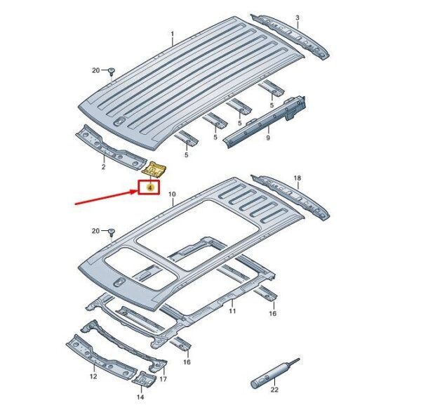 7T0817282 - VW MULTIVAN T7 ST CROSS ROOF RACK CONSOLE 7T0817282 NEW GENUINE