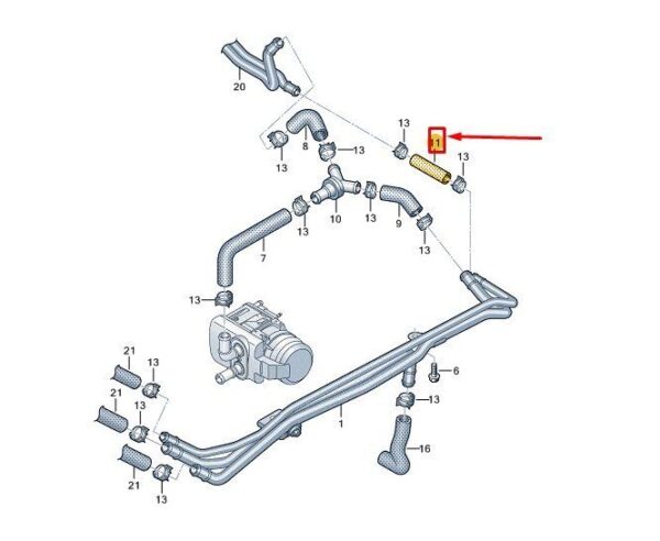 7T0819675 - VW MULTIVAN T7 ST COOLANT HOSE 7T0819675 NEW GENUINE