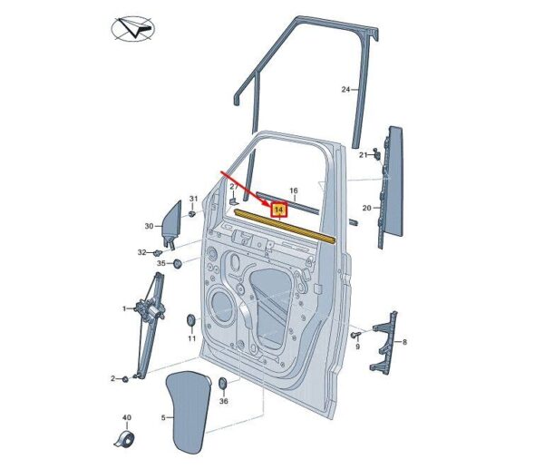 7T0837472B9B9 - VW MULTIVAN T7 ST FRONT RIGHT INNER DOOR WINDOW STRIP 7T0837472B9B9 NEW GENUINE