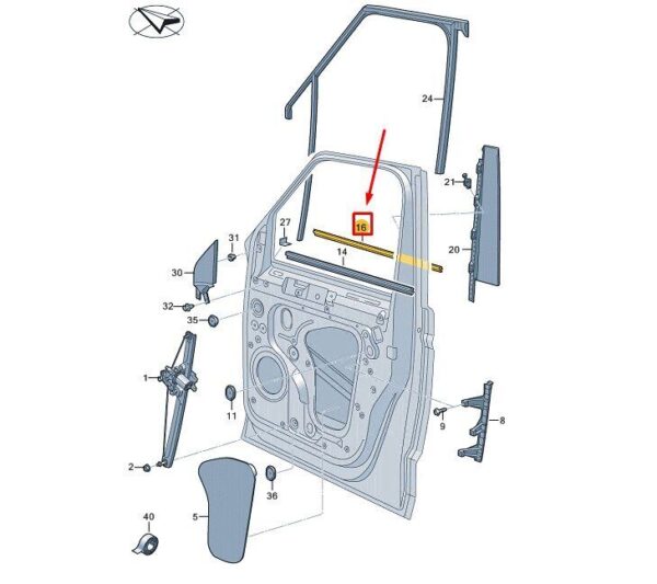 7T0837477A9B9 - VW MULTIVAN T7 ST FRONT LEFT OUTER DOOR WINDOW STRIP 7T0837477A9B9 NEW GENUINE