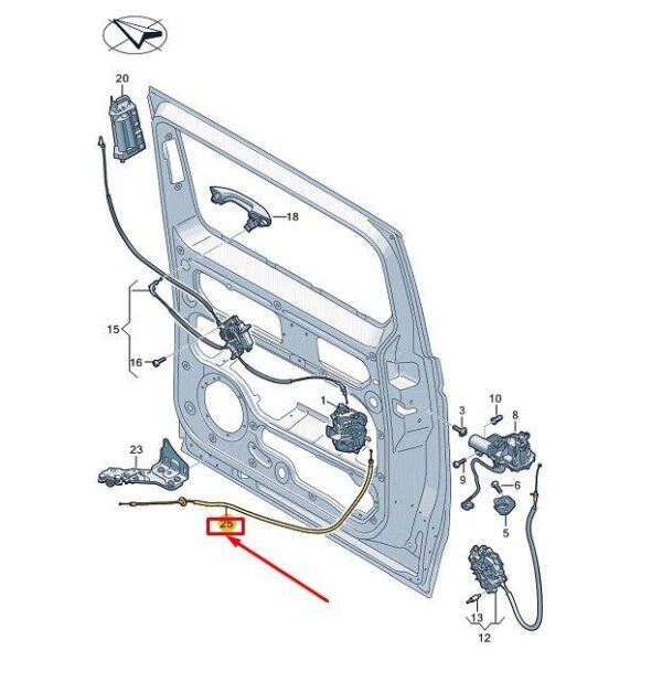 7T0843954D - VW MULTIVAN T7 ST SLIDING DOOR LOCK CABLE 7T0843954D NEW GENUINE