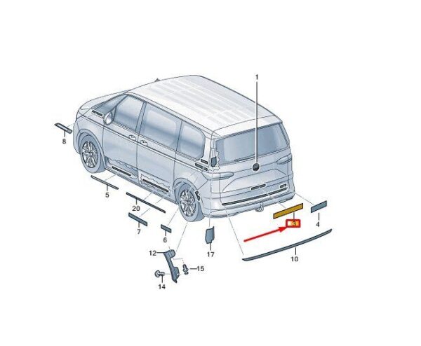 7T08536872ZZ - VW MULTIVAN T7 ST TAILGATE INSCRIPTION 7T08536872ZZ NEW GENUINE