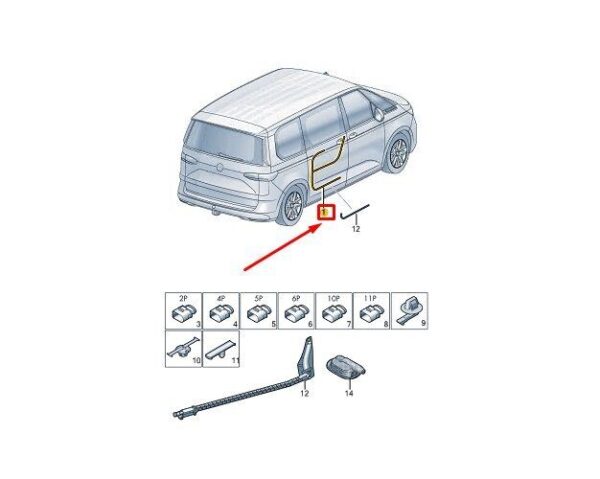 7T0971692DC - VW MULTIVAN T7 ST Right Sliding Door Wiring Set 7T0971692DC NEW GENUINE