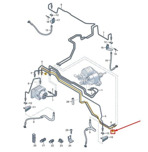 7T1614725A - VW MULTIVAN T7 ST BRAKE LINE 7T1614725A NEW GENUINE