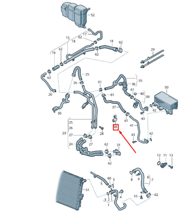 N10767801 - VW Touareg 7P MK2 coolant hose mount N10767801 NEW ORIGINAL