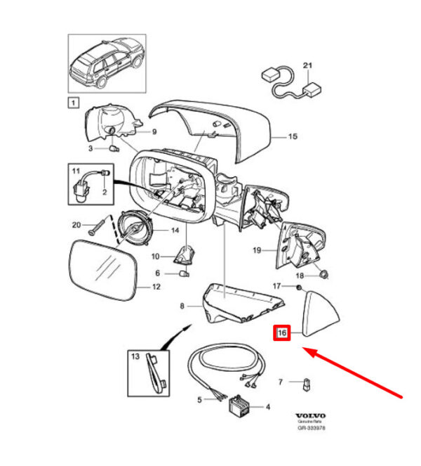30649935 - VOLVO XC90 MK1 FRONT RIGHT WING MIRROR TRIM RING 30649935 NEW GENUINE