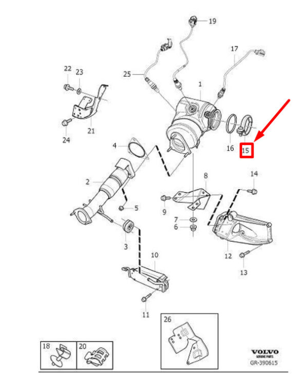 31697966 - Volvo S60 MK2 exhaust pipe clamp 31697966 NEW ORIGINAL