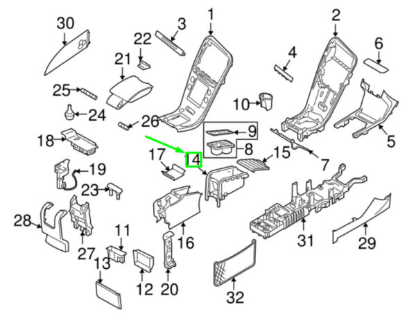 39817732 - Volvo S60 Center Console Chassis 39817732 NEW ORIGINAL